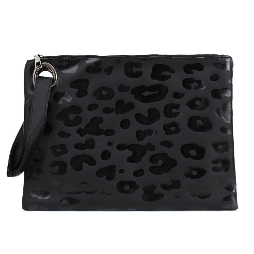 6458 Van Caro PU Leather Wristlet Clutch Wallet Purses Oversized Leopard